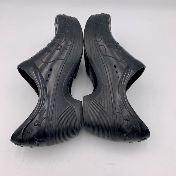 Dansko Pixie Black Floral Embossed Clogs Rubber EVA Slip Resist US 11.5-12 EU 42 - Picture 11 of 12